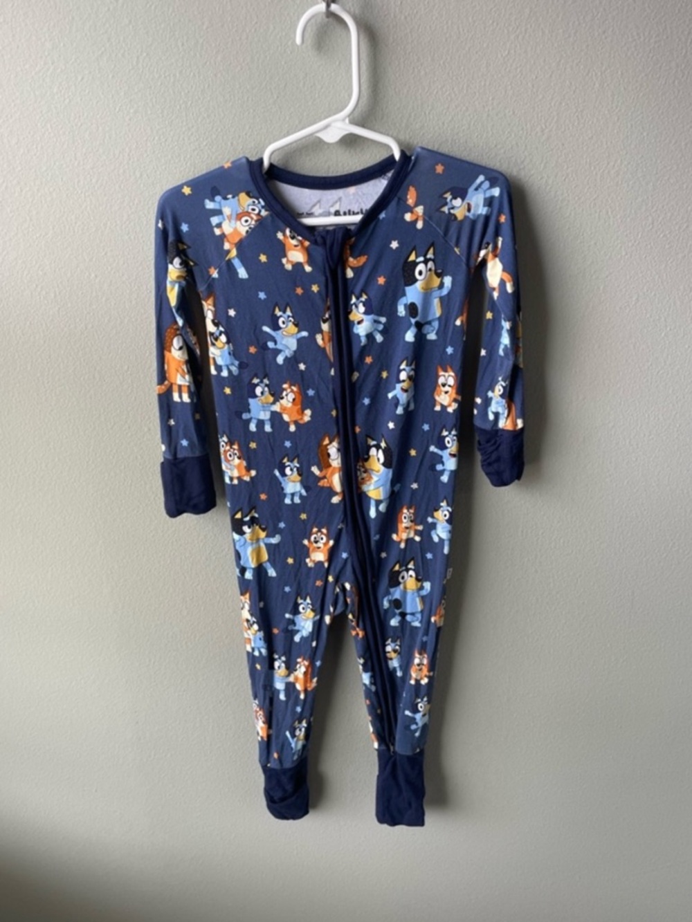 Little Sleepies Bluey Dance Mode Navy Bamboo Zippy with Foldover Cuffs